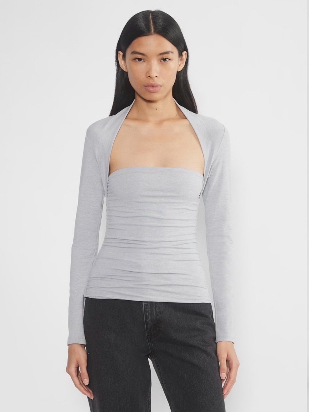 NWOT Aritzia Original Contour Flourish Long Sleeve Top Heather Chrome Gray
